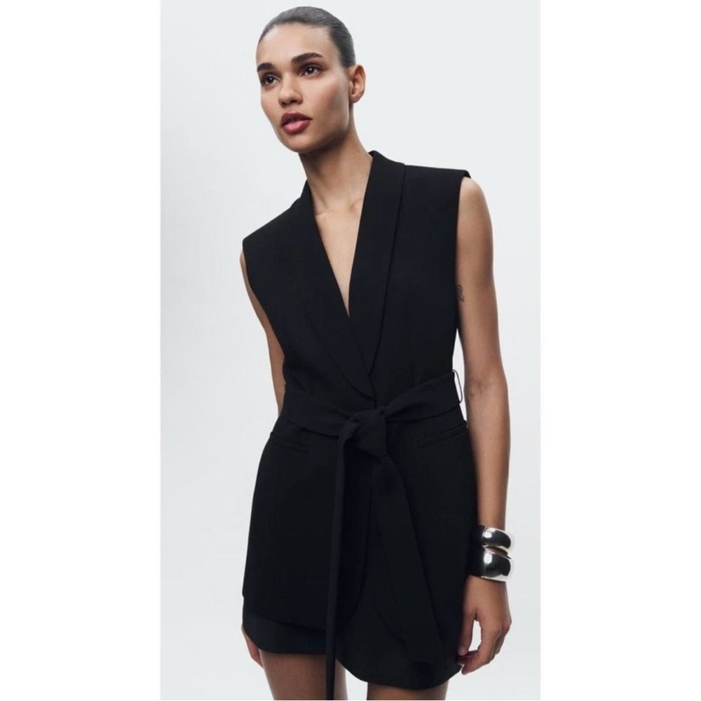 Zara Long Wrap Vest with Belt